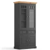 Wohnen Modern Country Vitrinenschrank in Grau & Kiefer - Eromsia