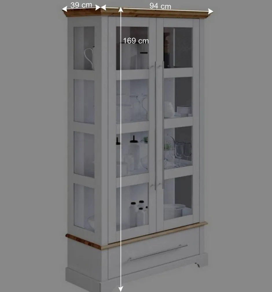 Wohnen Modern Country Vitrinenschrank zweifarbig - Eyzaco