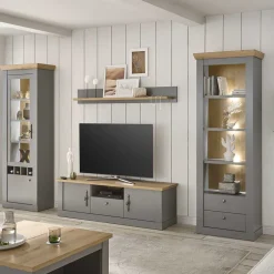 Wohnen Modern Country Wohnwand Set - Buleta (vierteilig)