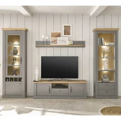 Wohnen Modern Country Wohnwand Set - Buleta (vierteilig)