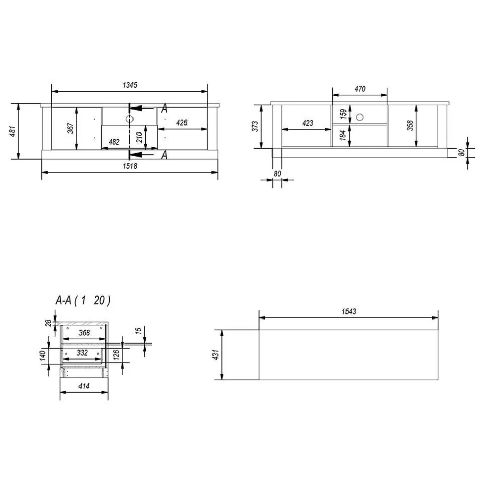 Wohnen Modern Country Wohnwand Set - Buleta (vierteilig)