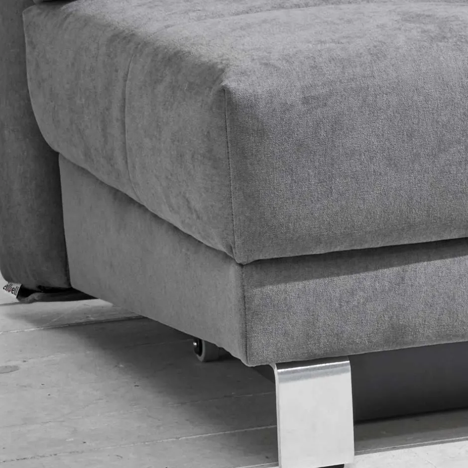 Wohnen Moderne Ausziehcouch in Grau Microvelours - Samura