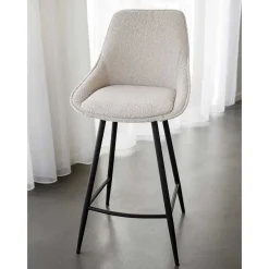 Wohnen Moderne Boucle Barstühle in Beige - Alberta (2er Set)