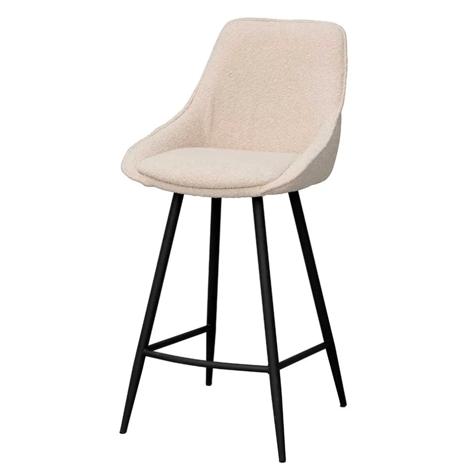 Wohnen Moderne Boucle Barstühle in Beige - Alberta (2er Set)