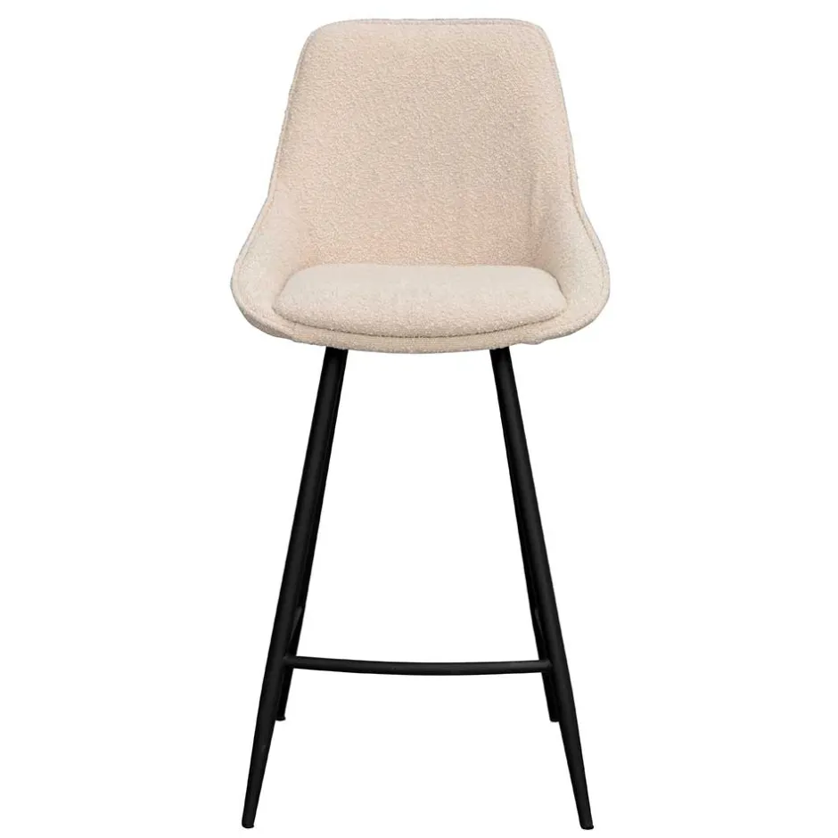 Wohnen Moderne Boucle Barstühle in Beige - Alberta (2er Set)