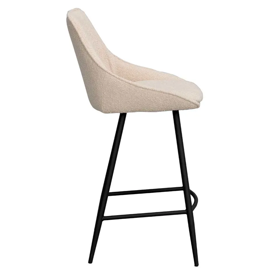 Wohnen Moderne Boucle Barstühle in Beige - Alberta (2er Set)