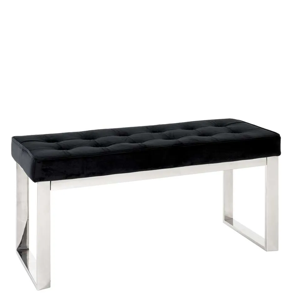 Moderne Edelstahl Bank mit Samt Polsterung - Mariah^Wohnen Outlet