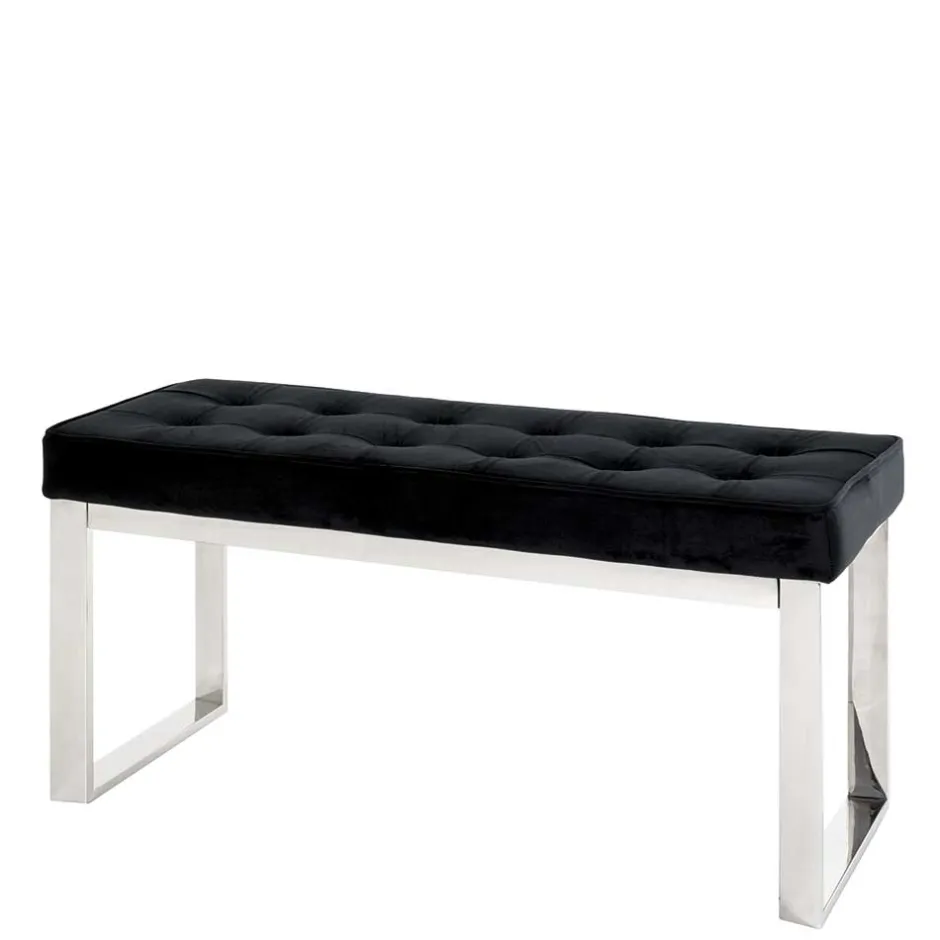 Moderne Edelstahl Bank mit Samt Polsterung - Mariah^Wohnen Outlet