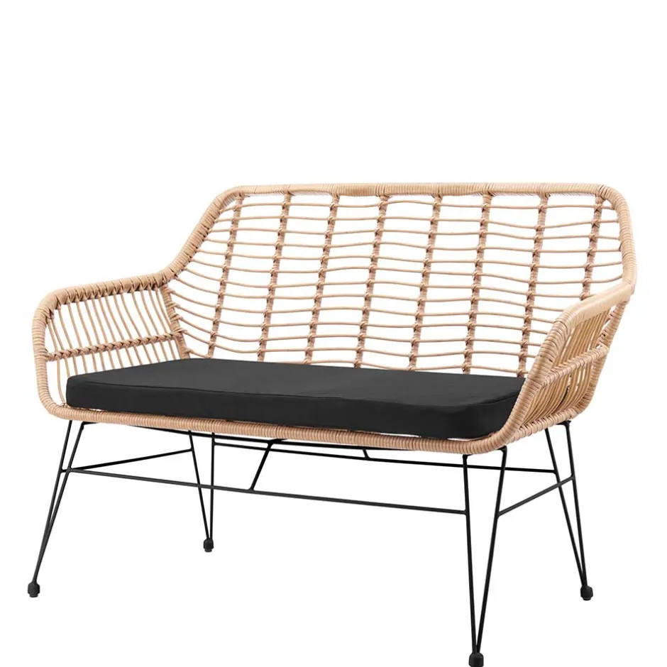 Moderne Geflechtbank aus Kunstrattan & Metall - Prismo^Wohnen Online