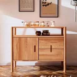 Wohnen Moderne Holzkommode mit Fach & Tür - Indrya