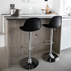 Moderne Kunstleder Barstühle in Schwarz - Ekino (2er Set)^Wohnen Clearance