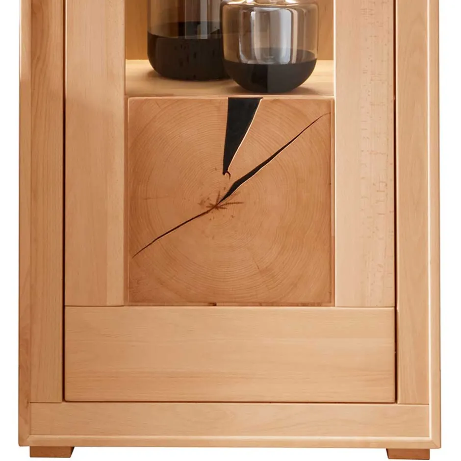 Moderne 1-türige Vitrine aus Kernbuche geölt - Sarosca^Wohnen Sale