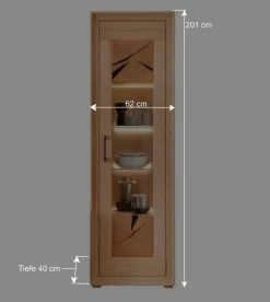 Moderne 1-türige Vitrine aus Kernbuche geölt - Sarosca^Wohnen Sale