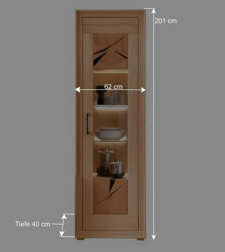 Moderne 1-türige Vitrine aus Kernbuche geölt - Sarosca^Wohnen Sale