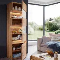 Moderne Wildeiche Vitrine 63x207x43 cm - Acmida^Wohnen Discount