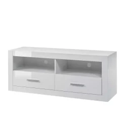 Moderne Wohnkombination in Hochglanz Weiß Yulis 315cm breit (vierteilig)^Wohnen