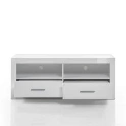 Moderne Wohnkombination in Hochglanz Weiß Yulis 315cm breit (vierteilig)^Wohnen