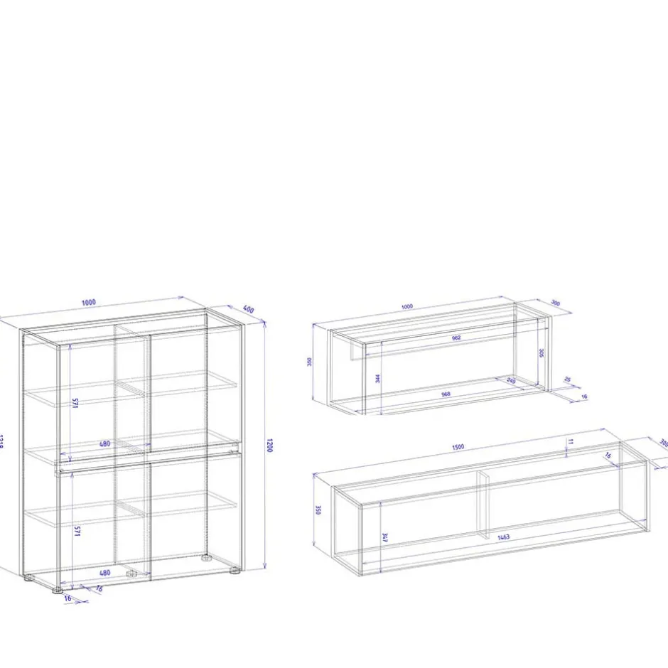 Wohnen Moderne Wohnzimmereinrichtung Schrank Set - Nonessia (dreiteilig)