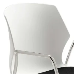 Wohnen Moderner Armlehnstuhl in Weiß & Schwarz & Chrom - Plataya