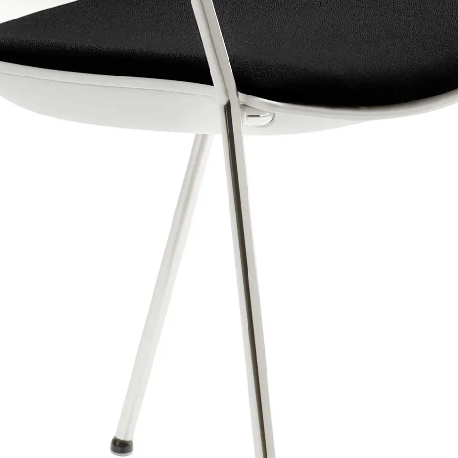 Wohnen Moderner Armlehnstuhl in Weiß & Schwarz & Chrom - Plataya