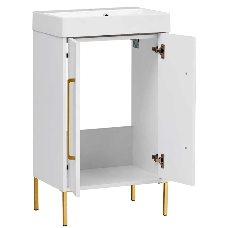 Wohnen Moderner Bad Waschplatz in Weiß & Gold - Nuszaleva