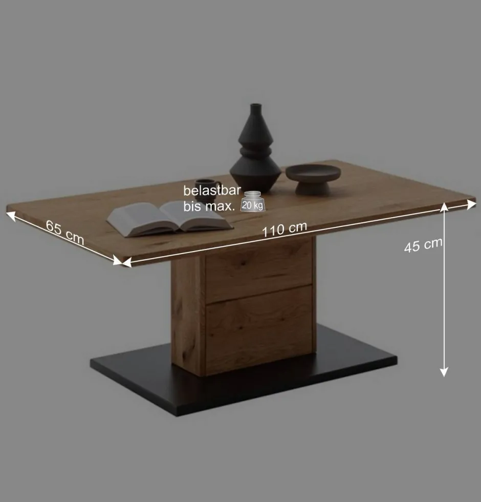 Wohnen Moderner Couchtisch in Wildeiche und Anthrazit - Drinidad