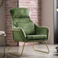 Wohnen Moderner Einzelsessel in Grün & Messing - Vetro