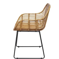 Wohnen Moderner Flechtstuhl aus Rattan - Rubertus (2er Set)