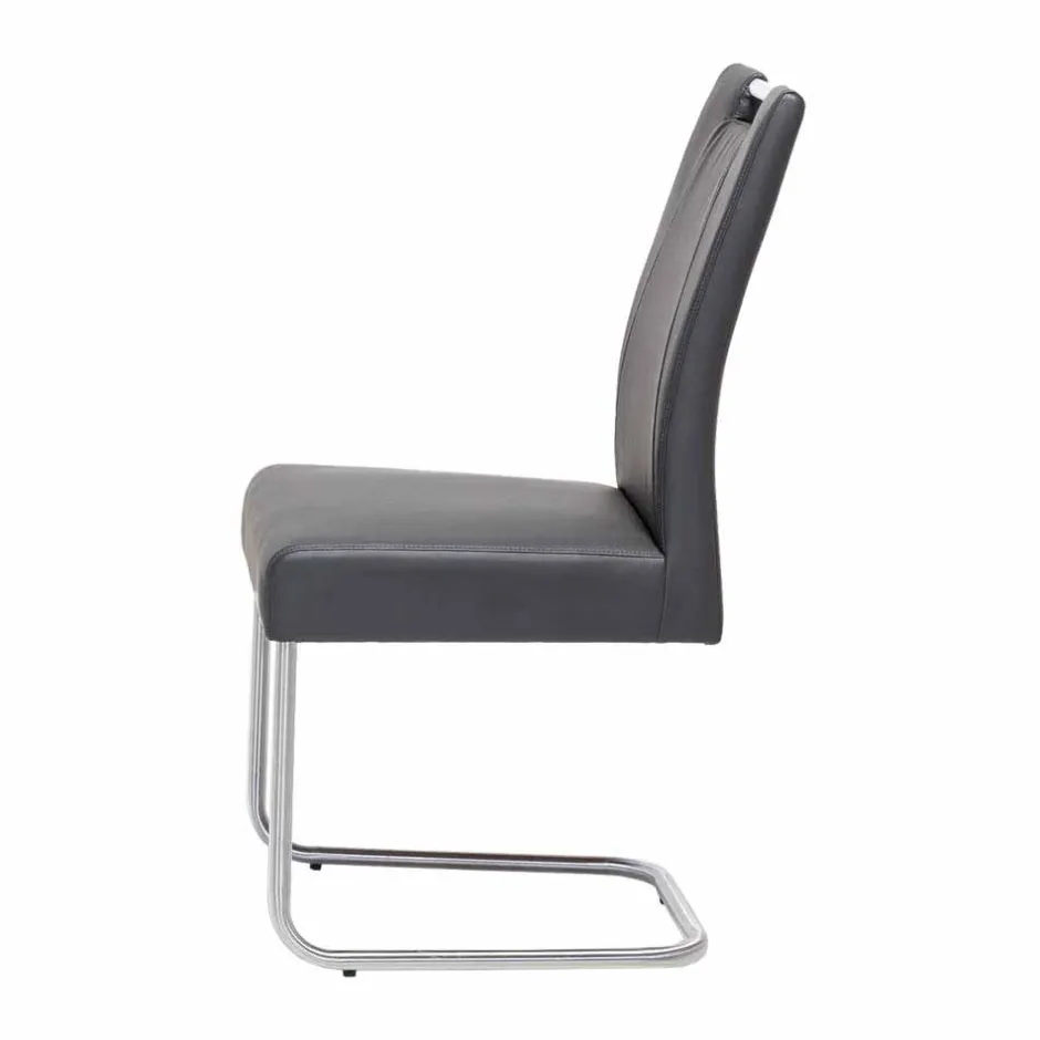 Wohnen Moderner Freischwinger Rumona in Kunstleder und Edelstahl (2er Set)