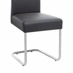 Wohnen Moderner Freischwinger Rumona in Kunstleder und Edelstahl (2er Set)