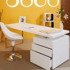 Moderner Hochglanz Schreibtisch mit drei Schubladen - Nivatus^Wohnen Best