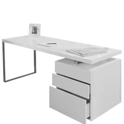 Moderner Hochglanz Schreibtisch mit drei Schubladen - Nivatus^Wohnen Best