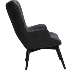 Moderner Kaminsessel in Dunkelgrau Stoff - Bataia^Wohnen New