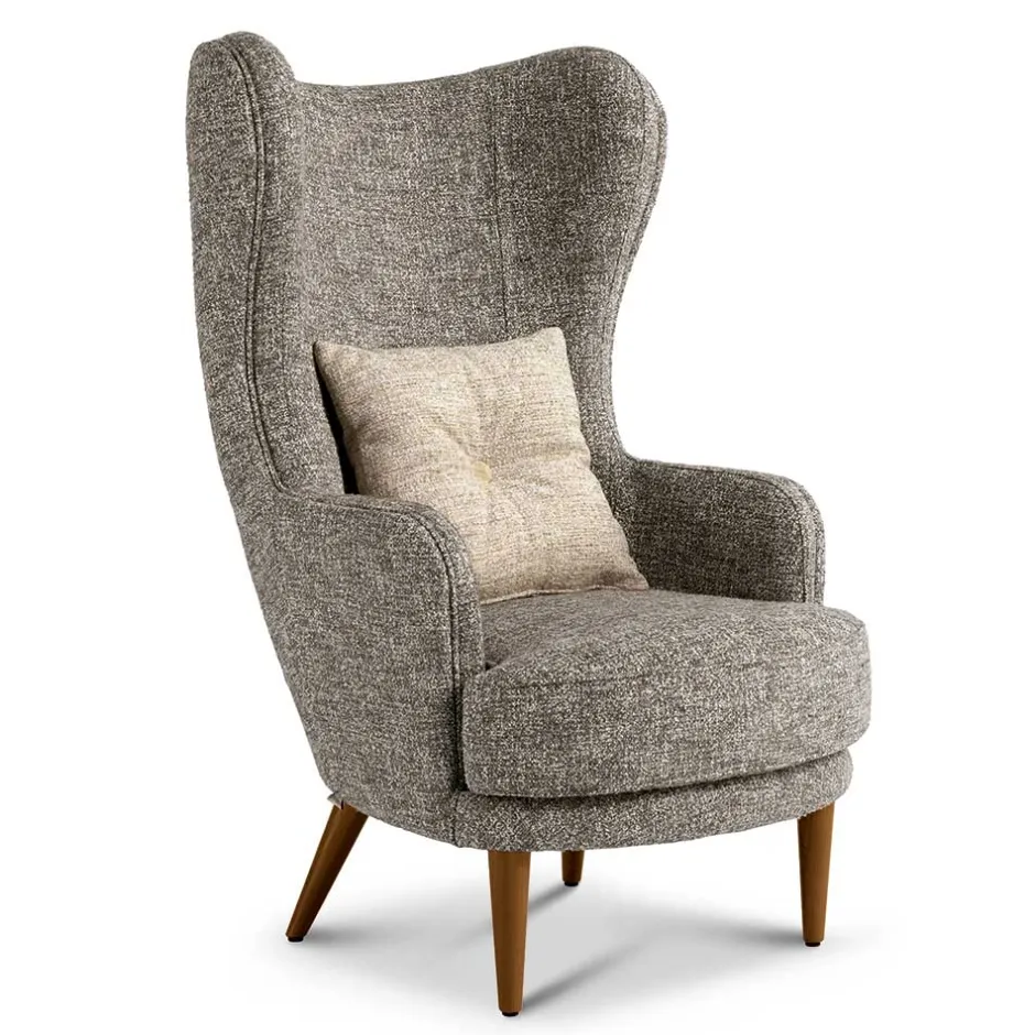 Moderner Ohrensessel in Beigegrau Boucle - Curemo^Wohnen New