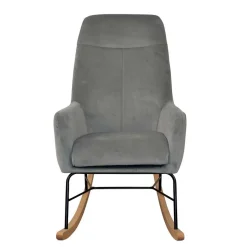 Moderner Schaukelstuhl aus Samt in Grau - Cenka^Wohnen