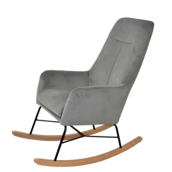 Moderner Schaukelstuhl aus Samt in Grau - Cenka^Wohnen