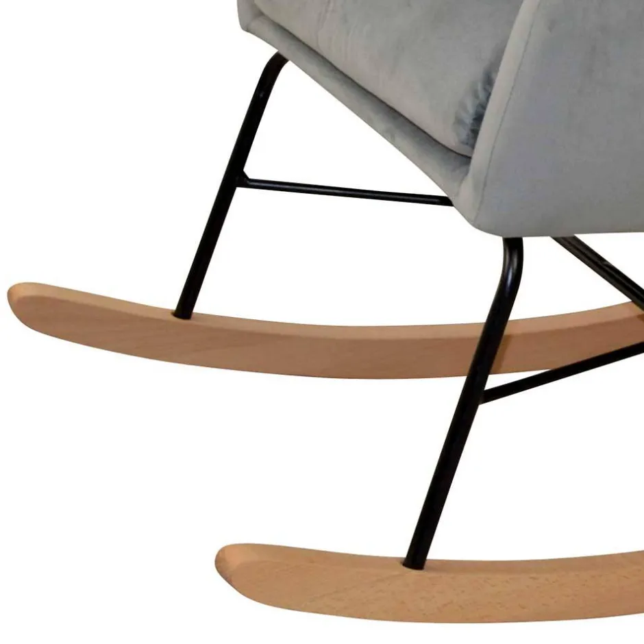 Moderner Schaukelstuhl aus Samt in Grau - Cenka^Wohnen