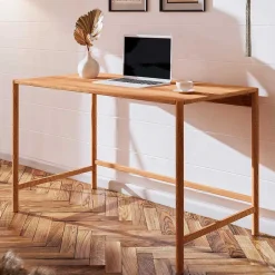 Wohnen Moderner Schreibtisch aus Wildbuche massiv - Indrya