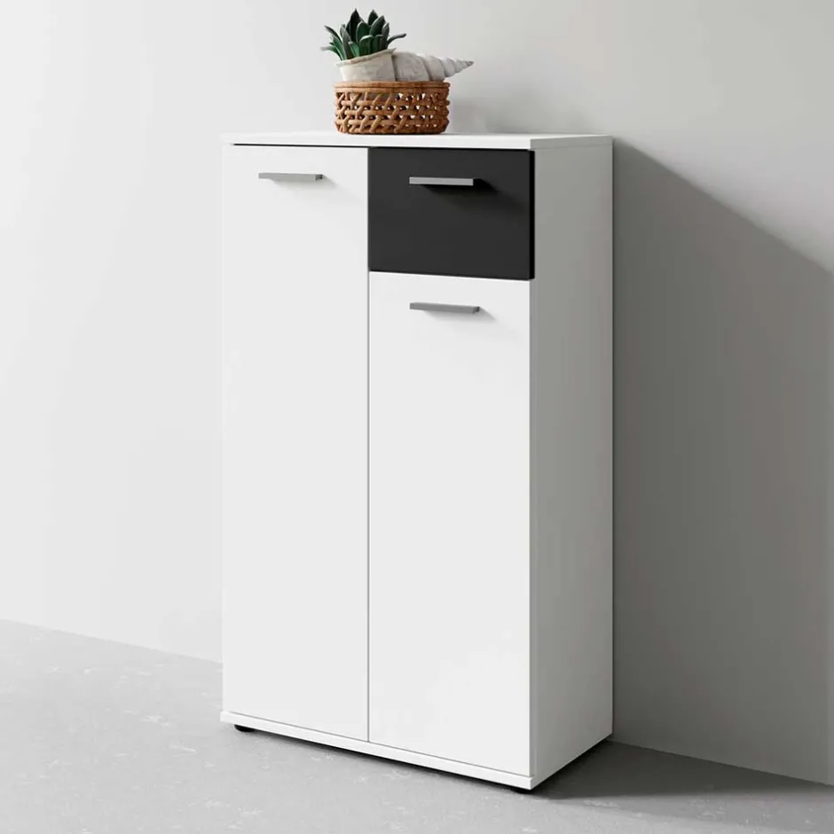 Wohnen Moderner Schuhschrank in Weiß mit Schwarz - Massa