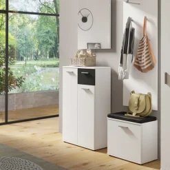 Wohnen Moderner Schuhschrank in Weiß mit Schwarz - Massa