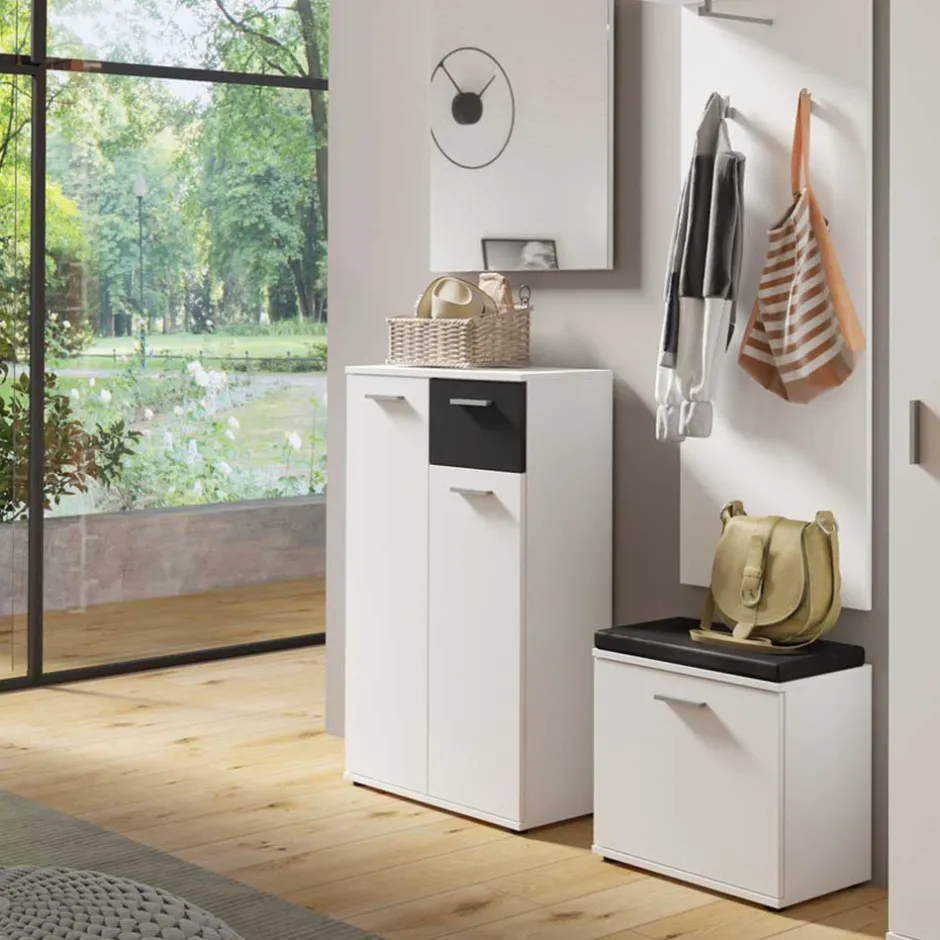 Wohnen Moderner Schuhschrank in Weiß mit Schwarz - Massa