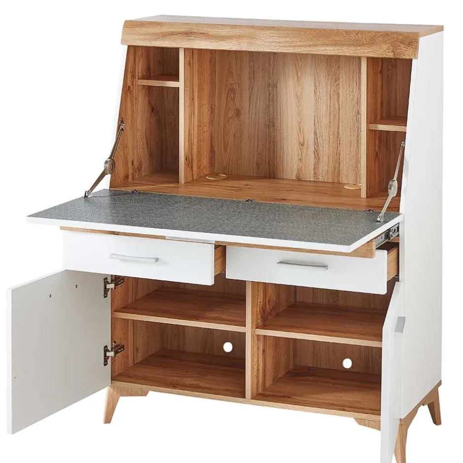 Moderner Sekretär in Weiß & Eiche Optik - Bistrita^Wohnen Outlet