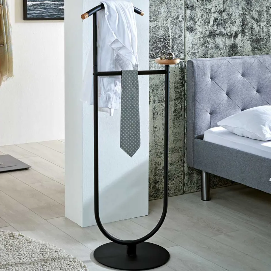 Herren Wohnen Moderner Skandi Herrendiener in Schwarz & Buche - Lucan