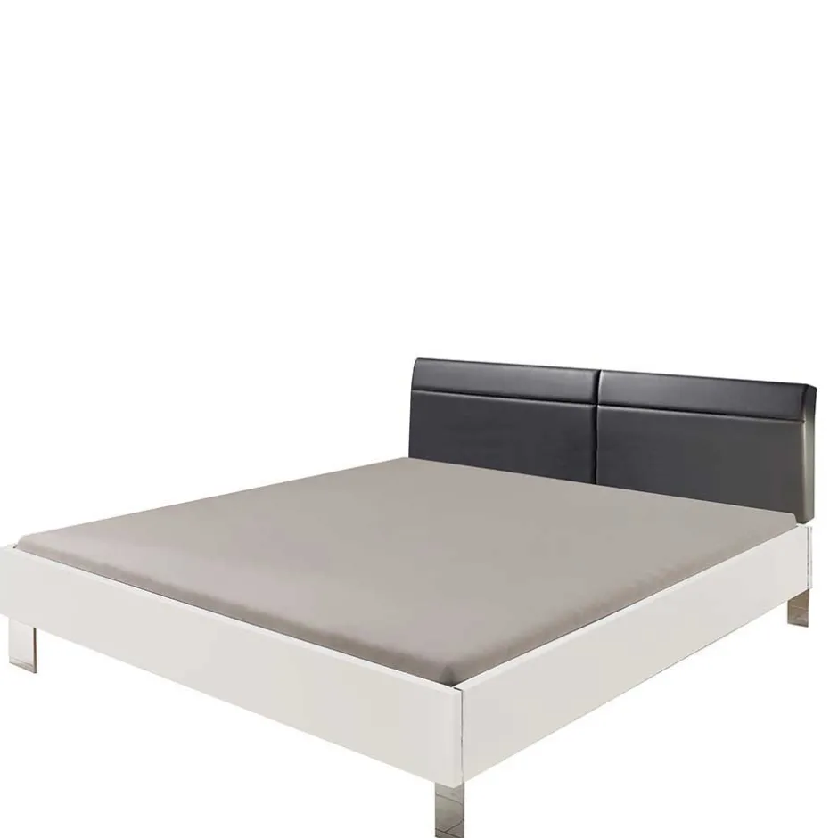 Wohnen Modernes Bett in Weiß mit Dunkelgrau - Oledra