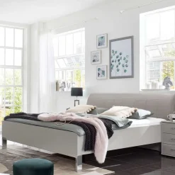 Wohnen Modernes Designbett in hellem Grau - Nucina