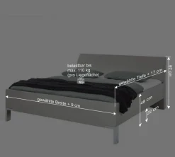 Wohnen Modernes Designbett in hellem Grau - Nucina