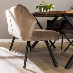 Modernes Esstisch Sofa in Beige Samt - Foxxy^Wohnen Hot