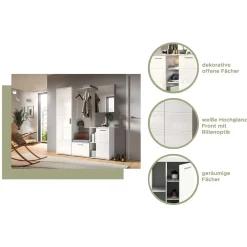 Wohnen Modernes Garderobenmöbel in Weiß - Rugova (zweiteilig)