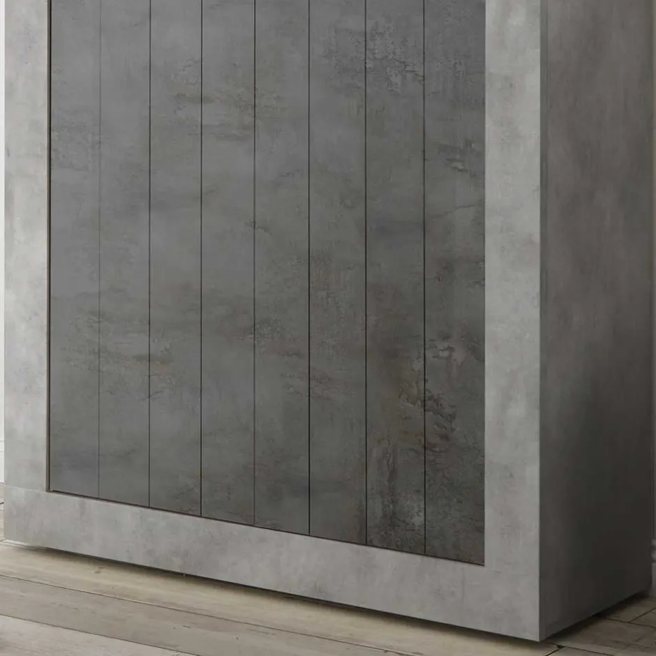 Wohnen Modernes Highboard in Hellgrau & Dunkelgrau - Crespian