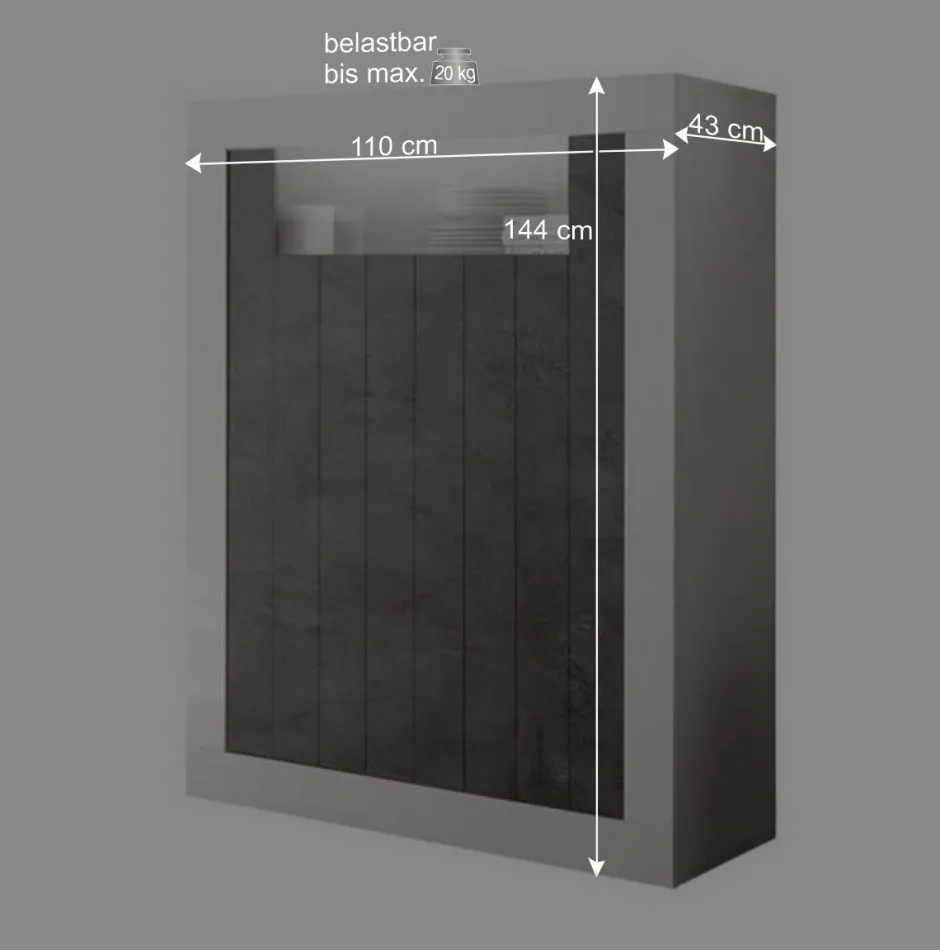 Wohnen Modernes Highboard in Hellgrau & Dunkelgrau - Crespian